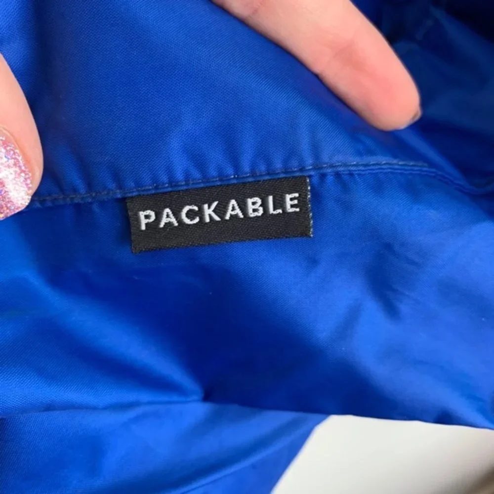 COLUMBIA Blue & Black Omnitech Waterproof Packable Full Zip Jacket
